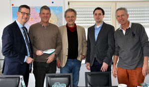 v.l.n.r. Thorsten Schäfer-Gümbel, Mathias Mink, Werner Henn, Markus Seiler, Uwe Kirchenbauer