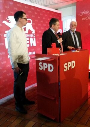 v.l.n.r. Jonas Weber, Sigmar Gabriel, Ernst Kopp
